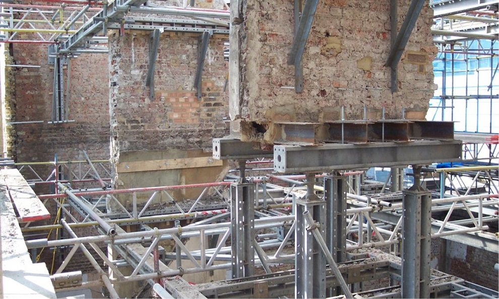Mass 25 configuration supporting important structural brickwork from collapsing